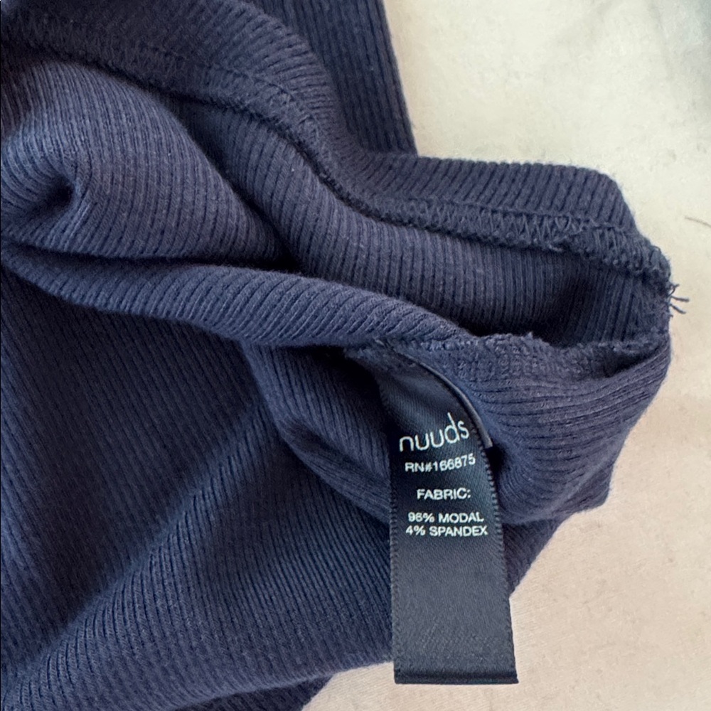 nuuds Navy Blue Long Sleeve Slinky Rib Tee - Picture 4 of 5